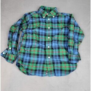 Ralph Lauren Shirt Baby 4T Blue Gingham Plaid  Lightweight Preppy Academia Cool‎